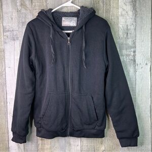 Seven Apparel Black Large Thick Fleece Lined Jacket Long Sleeves Hooded Pockets